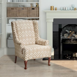 Coverworks Abigail Tan Stretch Wing Chair Slipcover