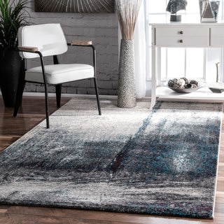 nuLOOM Contemporary Abstract Painting Grey Rug (8' x 10')
