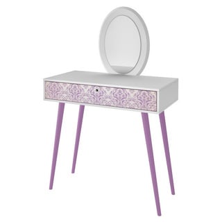 Accentuations by Manhattan Comfort Mora White and Lavender Vanity and Mirror Set