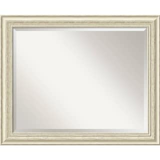 Bathroom Mirror Large, Fits Standard 30-inch to 36-inch Cabinet, Country Whitewash 33 x 27-inch