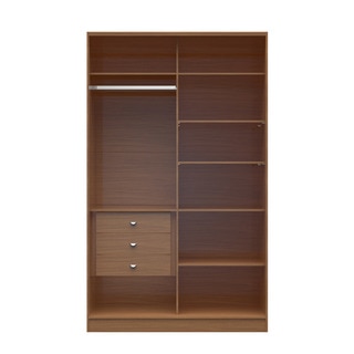 Manhattan Comfort Chelsea 1.0 White/Brown 54.33-inch Wide Full Wardrobe with 3 Drawers