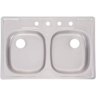 Kindred Essential Silver Stainless Steel Double-basin Sink