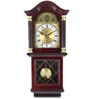 Bedford Clock Collection Cherry-colored Oak Wood 26-inch Antique Wall Clock