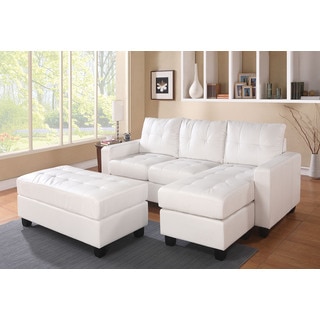 Lyssa Bonded Leather Sectional Sofa with Ottoman