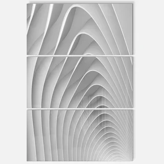 Fractal Bulgy White 3D Waves - Abstract Art Glossy Metal Wall Art