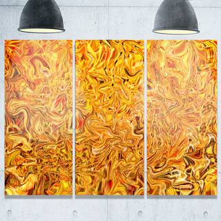Textured Flowing Yellow - Abstract Art Glossy Metal Wall Art