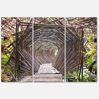 Bamboo Tunnel in the Garden - Landscape Glossy Metal Wall Art - 36Wx28H