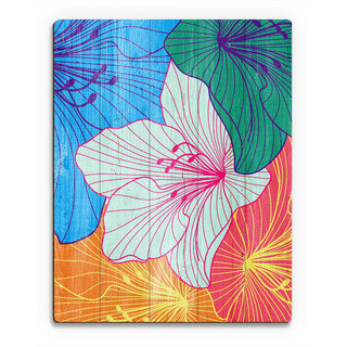 Colorful Hibiscus' Wood Wall Art