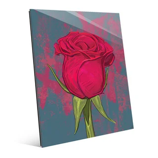 Rose Against Spruce Wall Art on Acrylic