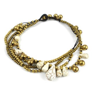 Bohemian Tear Drop Anklet in White - Global Groove (Thailand)