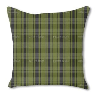 Tartan Black Green Burlap Pillow Double Sided