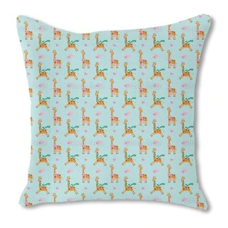 Cute Giraffe Burlap Pillow Double Sided