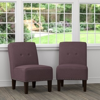 Portfolio Brodee Purple Linen Armless Chairs (Set of 2)