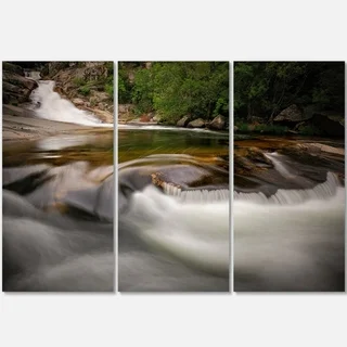 Designart - Segade Waterfall Galicia Spain - Landscape Photo Glossy Metal Wall Art