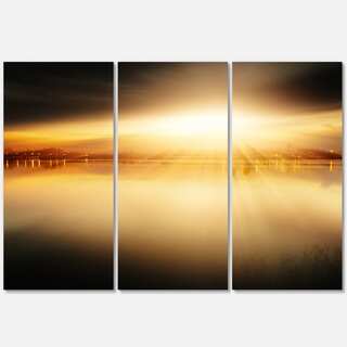 Designart - Sunset with Views on the Lake - Extra Large Glossy Metal Wall Art Landscape
