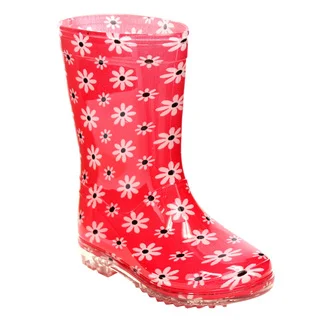 Jelly Beans Girls Pull-on Design Floral-printed Low-heel Rain Boots