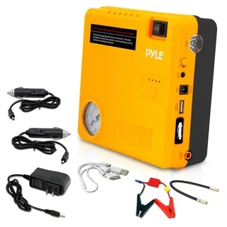Pyle PBPK52 Roadside Emergency Tool, 4-in-1 Jump Start, Air Pressure Tire Pump, Power Bank, Flashlight