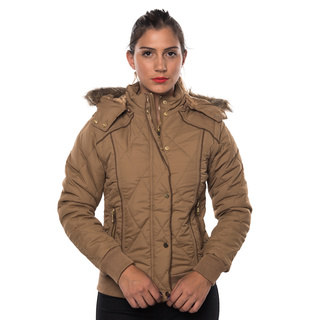 Women's Polyester Faux Fur Lined Detatchable Hooded Jacket