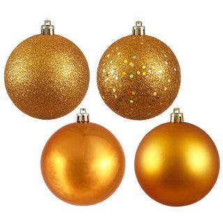 Antique Gold Plastic 2.75-inch 4-finish Assorted Ornaments (Case of 20)