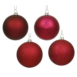 Wine-colored Plastic Finish Assorted Ornaments (Pack of 20)