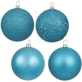 Turquoise 2.75-inch 4 Finishes Assorted Ornaments (Pack of 20)