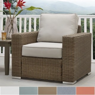 Barbados Wicker Outdoor Cushioned Brown Mocha Occasional Chair with Square Arm by NAPA LIVING
