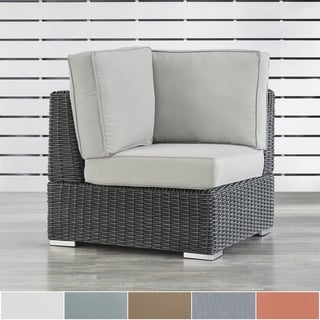 Barbados Wicker Outdoor Cushioned Grey Charcoal Sectional Corner Chair by NAPA LIVING