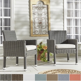 Barbados Wicker Patio Cushioned Dining Arm Chair (Set of 2) iNSPIRE Q Oasis