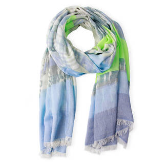 Saachi Cotton-Blend Striped Abstract Print Scarf (India)