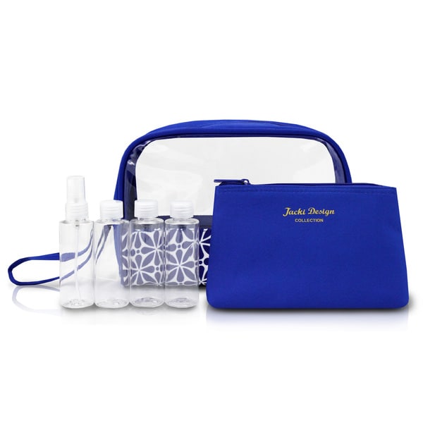 Jacki Design Contour 6-piece Cosmetic Toiletry Bag Set w/Travel Bottle Set