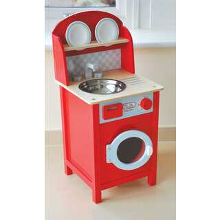 Unisex Indigo Jamm Red Wooden Mini Combination Washing Machine and Sink Toy