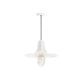 Troy RLM Lighting Radial Wave Gloss White Wire Guard Pendant, 18 inch Shade