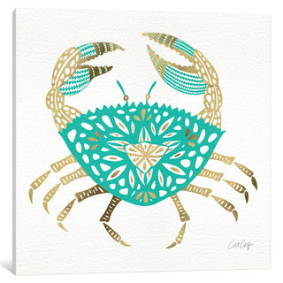 iCanvas Gold Turquoise Crab Artprint by Cat Coquillette Canvas Print
