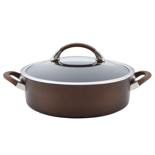 Circulon Symmetry Chocolate Hard-Anodized Nonstick Covered Sauteuse, 5-Quart, Brown