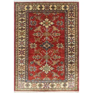 Super Kazak Asif Ivory/Red Wool Rug (2'7 x 3'9)