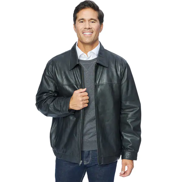 Excelled Men's Leather Shirt Collar Jacket