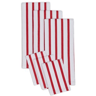 Striped Cotton Heavyweight Dish Cloth and Hand Towel (Set of 6)