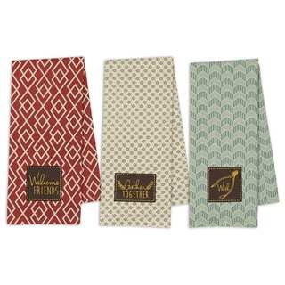 Gather Together Multicolored Cotton Dishtowel (Pack of 3)