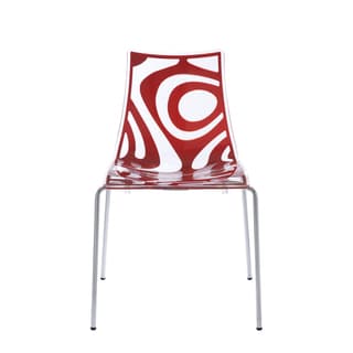 Wave Clear/Translucent Red Chrome-leg Stacking Side Chairs (Pack of 4)