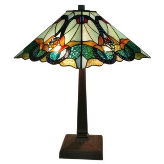 Amora Lighting AM254TL14 Multicolored Art Glass 23-inch High Tiffany-style Floral Mission Table Lamp