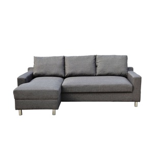 Turin Dark Grey Suede Left Facing Sectional with Pullout Sofa Bed