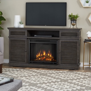 Real Flame Cavallo Grey Finish 58.81 in. L x 16.38 in. D x 32.25 in. H Electric Fireplace Entertainment Center