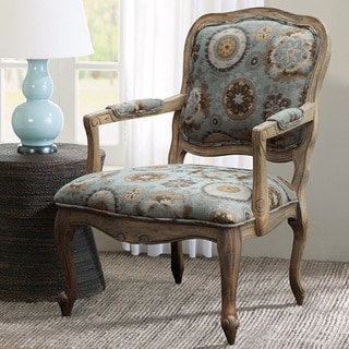 Madison Park Charlotte Blue Camel Back Exposed Wood Armchair