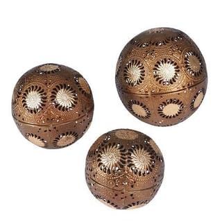 Sunburst Gold Metal Decorative Balls (Set of 3)
