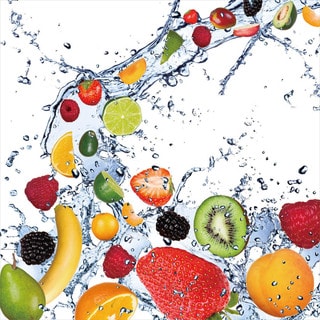 Cortesi Home 'Fruit Splash II' Tempered Glass 12-inch x 12-inch Wall Art
