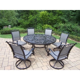 Aluminum 7-Piece Outdoor Patio Dining Set with Swivel Rocker Chairs