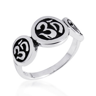 Handmade Serenity Triple Ohm Circles Symbol .925 Silver Ring (Thailand)