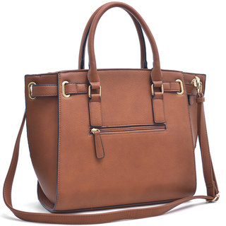 Dasein Buffalo Faux Leather Belted Medium Tote Bag