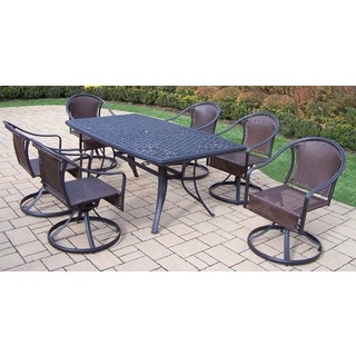 7-piece Outdoor Dining Set, with 6 Resin Wicker Swivel Chairs