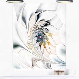 White Stained Glass Floral Art - Large Floral Glossy Metal Wall Art